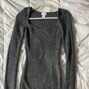 H&M Charcoal Off-the-Shoulder Sweater